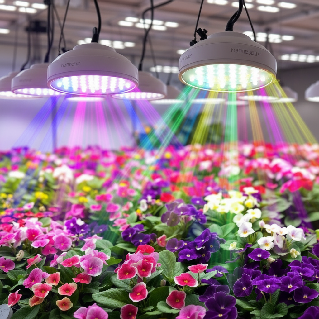 African violets thriving under 8-ray nano grow light spectrum for vibrant indoor blooms