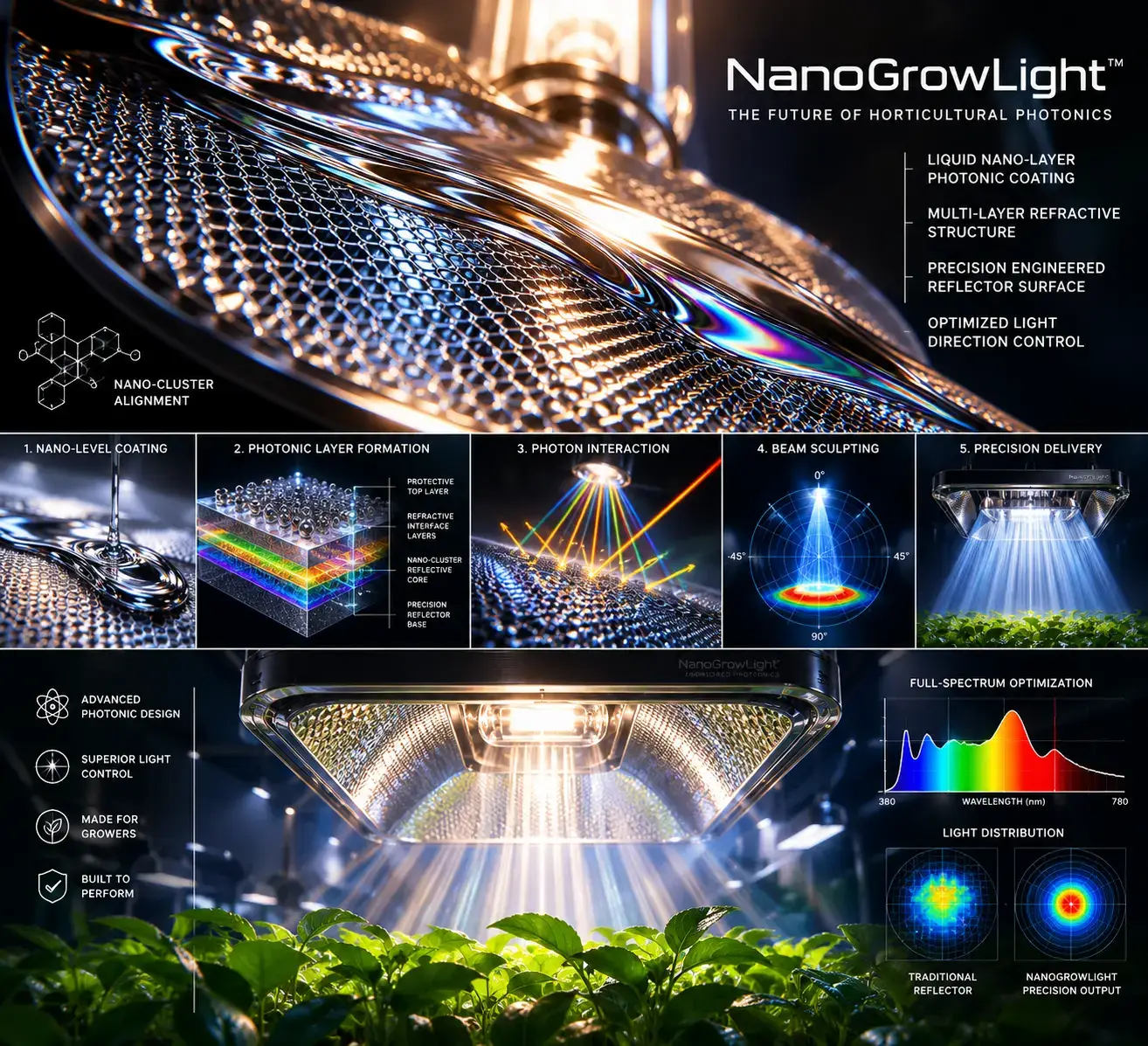 Magnified reflective surface with a cellular micro-optical landscape